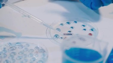 Pipetle mavi ve pembe bir sıvıyı tüple kapat.