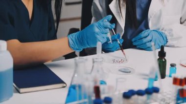 Kadın bilim adamları laboratuvar üzerinde çalışıyorlar.