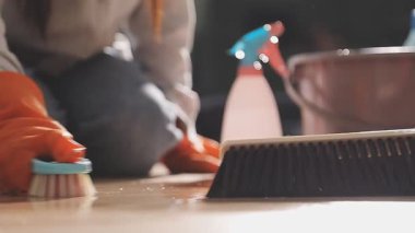 Evi temizleyen kadın.