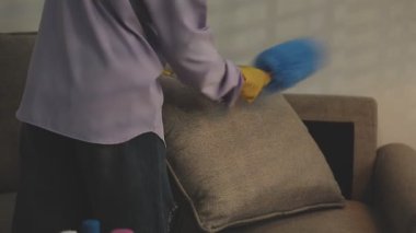 Evi elektrikli süpürgeyle temizliyorum. temizlik hizmeti kavramı