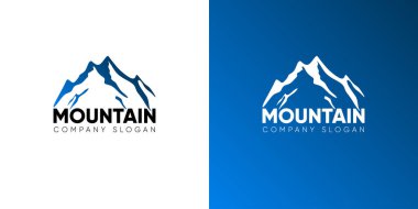 Rocky Mountain Peak logo tasarımı, Mountain Hill iş dünyası açık hava vektör illüstrasyonu..