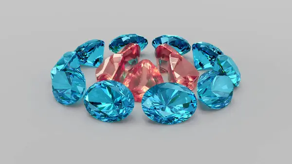 stock image Aquamarine Oval Cut And Fancy Morganite Trillion Cut On Neutral Background