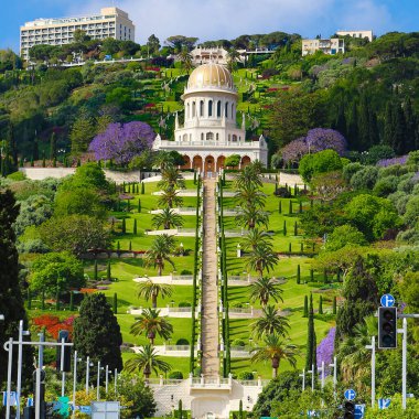 Görünümü bahai bahçeleri ve bab tapınak mount carmel, haifa, İsrail