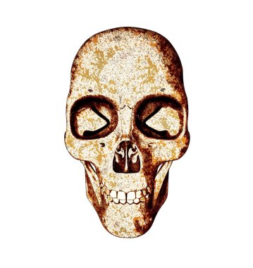 Sıcak renkler beyaz arka plan üzerinde izole çizimde kafatası. Halloween veya gün ölü kavramının.