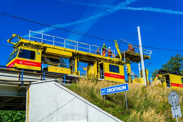 Wabrzych Polonya 2023 Pkp Elektryka Demiryolu Hattının Elektrik Hatlarını Onarıyor Telifsiz Stok Imajlar