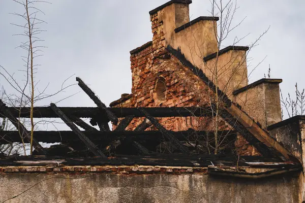Old Brick Building With Fire Damage
