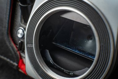 Vintage Film Kamerası Genişlik Bıçaklarıyla Yakın Çekim Mercekleri Görünür