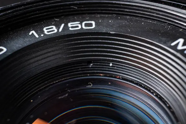 stock image Close-Up of Vintage Camera Lens With 1.8/50 Aperture Setting