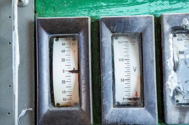 Paslı buharlı trenin detayları makine arkaplanını ölçer