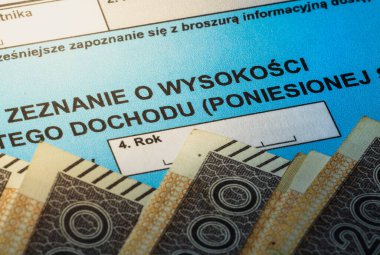 Polonya 'da vergilendirme için şart olan yıllık gelir ve mali belgeleri gösteren Polonya PIT vergi formlarının incelenmesi.