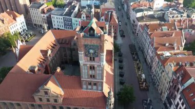 Ortaçağ şehri Torun 'un tarihi merkezinin havadan görünüşü