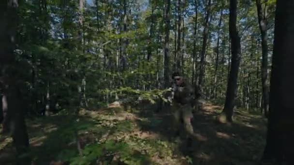 Військова Група Біжить Вперед Лісі — стокове відео