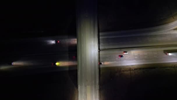 Aerial Birds Eye View Shot Captura Bulliciosa Intersección Autopista Des — Vídeo de stock