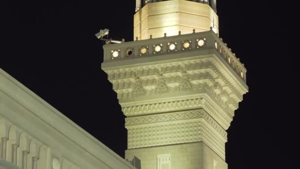 Vedere Nocturnă Moscheii Minaretului Profeților Din Medina Arabia Saudită Acest — Videoclip de stoc