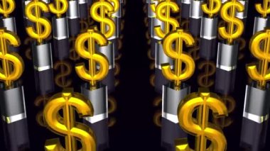 Dolar sembolü altın rengi 3D 