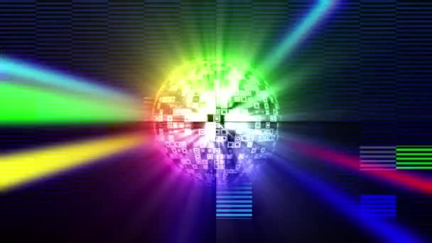 光る光る光線による抽象的なディスコボールの背景 — ストック動画