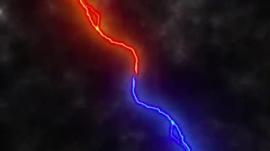 Karanlık arkaplanda neon etkisi yaratan elektrik şimşeği