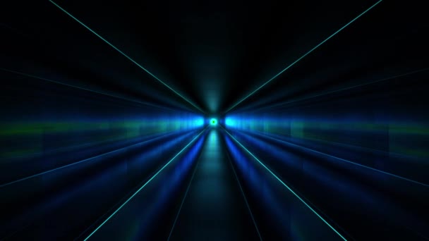 Abstracte Blauwe Neon Lijnen Tunnel Achtergrond — Stockvideo