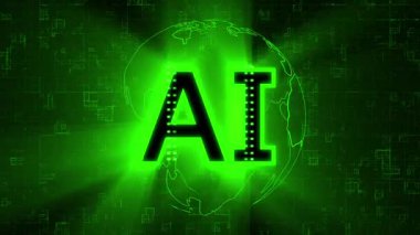 Yeşil devre arka planına sahip ai