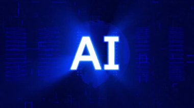 Yapay zeka. Teknoloji ve bilim konsepti. Sanal öğrenme. 3d oluşturma