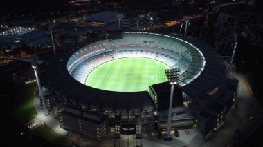Melbourne, VIC, Avustralya - 20-Mar-2021 - Melbourne Cricket Ground (MCG) gece parladı