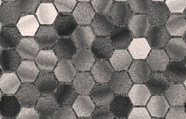 Black and white hexagon pattern background. 3d rendering, 3d illustration.