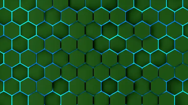 Abstract green & blue light hexagon line in green modern luxury futuristic background. Hexagonal dark green with blue light. Copy space, add text or logo. Modern ,futuristic, cyber background illustratio