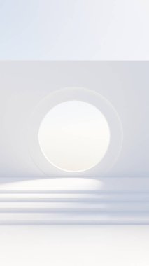 Dairesel delik duvarı ve merdiven sahneleri premium fotoğraf 3D oluşturma