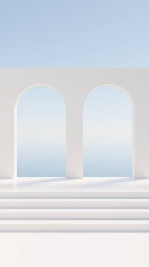 Birinci sınıf 3D fotoğraf. Ark duvarı ve merdiven sahneleri