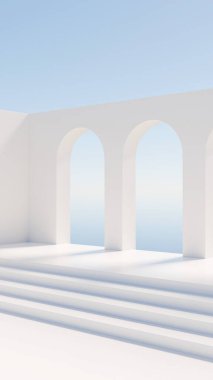 Birinci sınıf 3D fotoğraf. Ark duvarı ve merdiven sahneleri