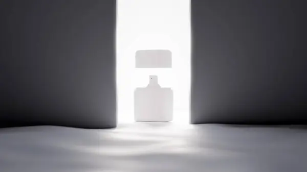 Bottle Mockup Water Narrow Gap Wall Bright Light Scene Premium — Stock Photo, Image
