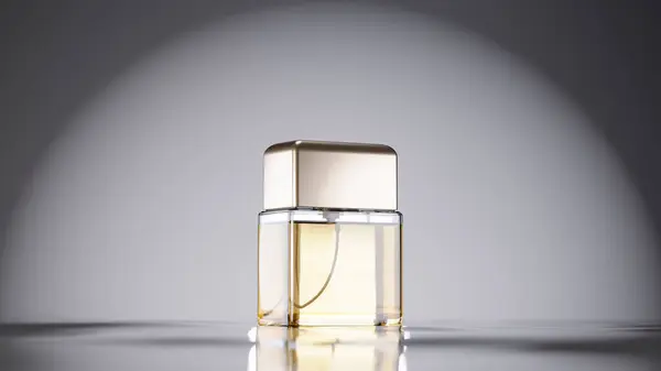 Elegante Flaschenszene Auf Dem Gradienten Wasserreflexion Hintergrund Premium Foto Render — Stockfoto