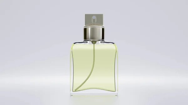 Frasco Perfume Vidro Fundo Branco Premium Foto Render — Fotografia de Stock