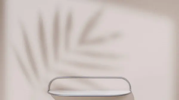 Birinci sınıf 3D fotoğraf. Pencere ışığı ve yaprak gölgesi ile duvara monte edilmiş raf Sahne premium fotoğraf 3d oluşturur