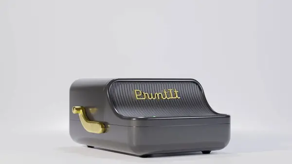 Retro kablosuz etiket yazıcı ürün tasarım konsepti premium fotoğraf 3d oluşturucu