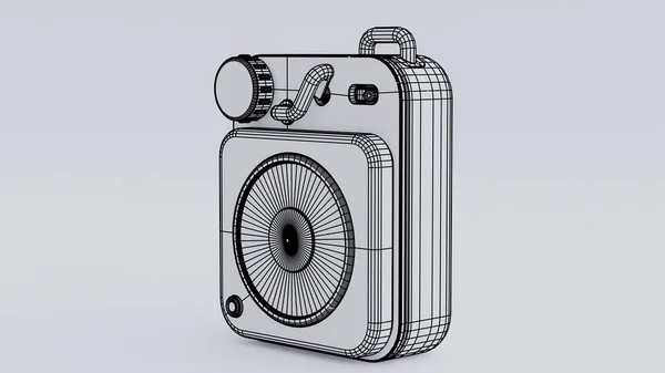 Retro taşınabilir hoparlör tasarım konsepti premium fotoğraf 3D görüntüleyici
