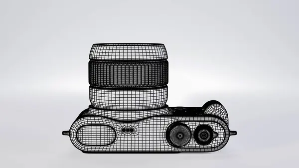 袖珍数码无镜像相机产品设计理念溢价照片3D渲染 — 图库照片