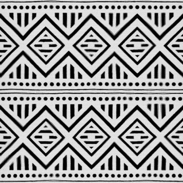 Czarno Biały Tradycyjny Wzór Etniczny Tkanina Tekstura Bezszwowy Materiał Obrazek Stockowy