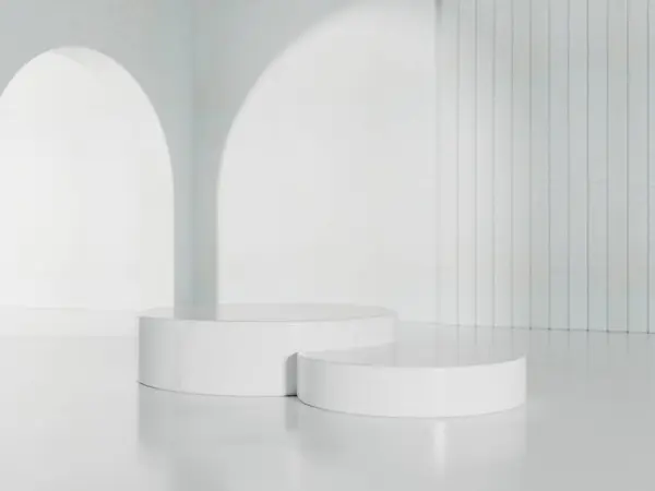 Arc ve strip duvar arkaplan premium fotoğraf 3d çerçeveli yuvarlak podyum