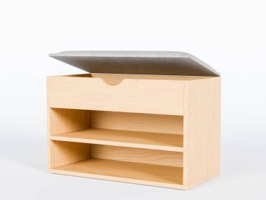 3 d illüstrasyon tahta raflar beyaz üzerinde izole