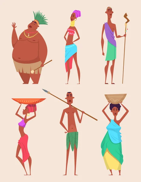 Африканцы Аутентичные Традиционные Символы Бедные Семьи Африканские Векторные Иллюстрации Разнообразия — стоковый вектор