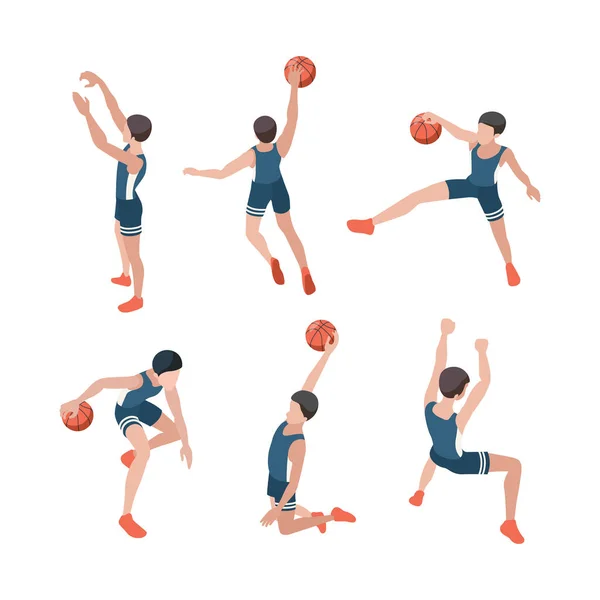 Basketballspieler Sportler Spielen Aktiven Spielen Mit Ball Gesunden Lebensstil Vektor — Stockvektor