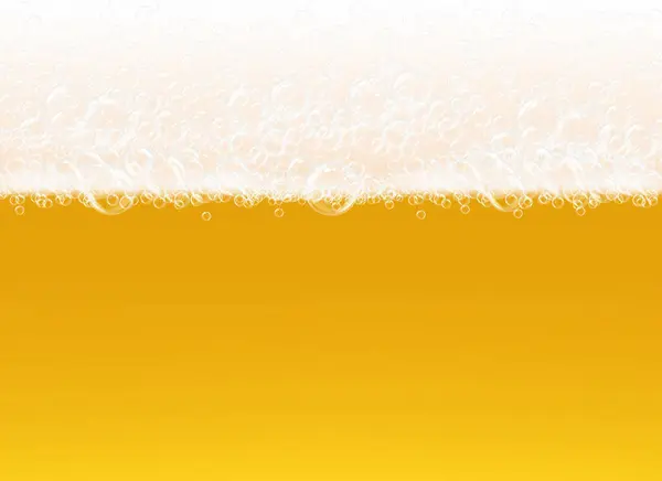Schiuma Birra Bolle Trasparenti Macro Vista Sfondo Giallo Bevanda Alcolica — Vettoriale Stock
