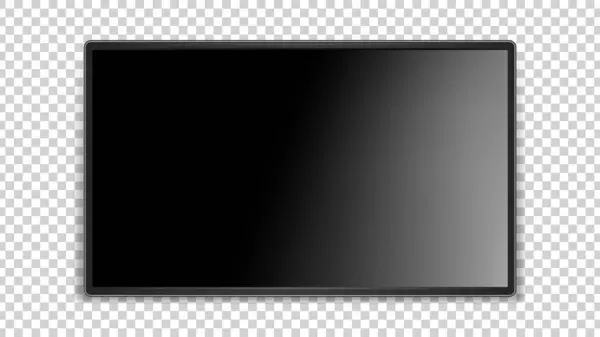 Schwarzer Bildschirm Realistisch Glänzende Oberfläche Dunkler Dünner Led Fernseher Leere — Stockvektor