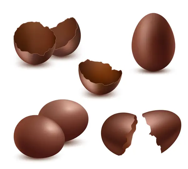 Çikolatalı Yumurta Lezzetli Yiyecekler Çocuklar Için Tatlı Parlak Doğal Lezzetli — Stok Vektör