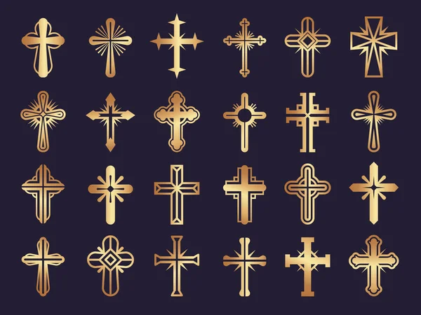 Christians cross. Religion vector symbols jesus catholicism tribal authentic vector icons set. Symbol collection tribal cross religion illustration