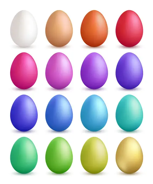 Des Œufs Colorés Joyeux Pâques Symboles Collection Vecteur Oeufs Colorés — Image vectorielle