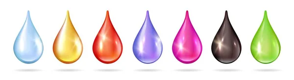 Gotas Líquidas Coloridas Óleo Isolado Água Mel Sangue Geléia Gotas — Vetor de Stock