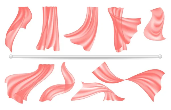 Varilla Cortina Decoración Textil Ventana Tela Transparente Seda Voladora Roja — Archivo Imágenes Vectoriales