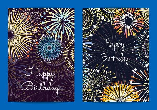 Vektor Feuerwerk Geburtstagskartenvorlagen Illustration Von Feier Und Feiertag Feuerwerk Festlich — Stockvektor